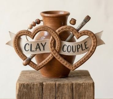 clay couple header logo with hearts entwined